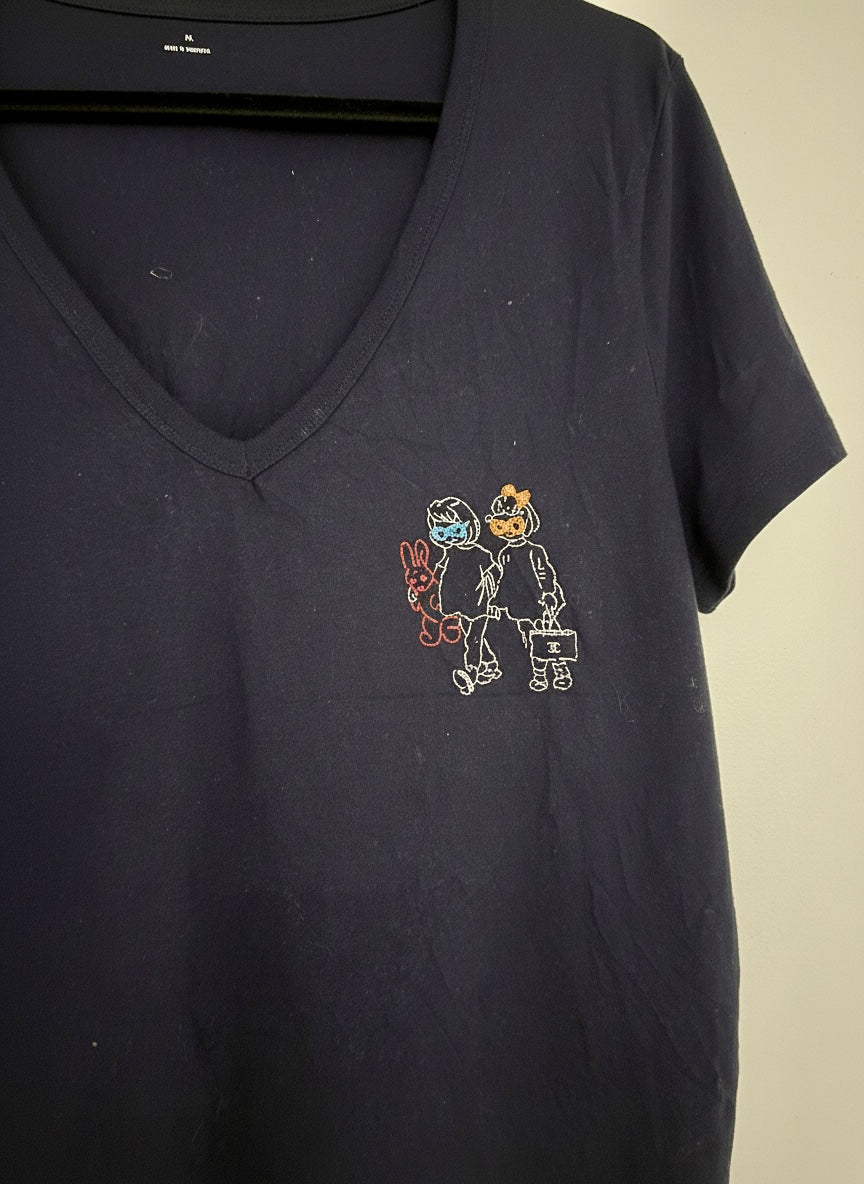 Ladies who Lunch Hand Embroidered Tshirt
