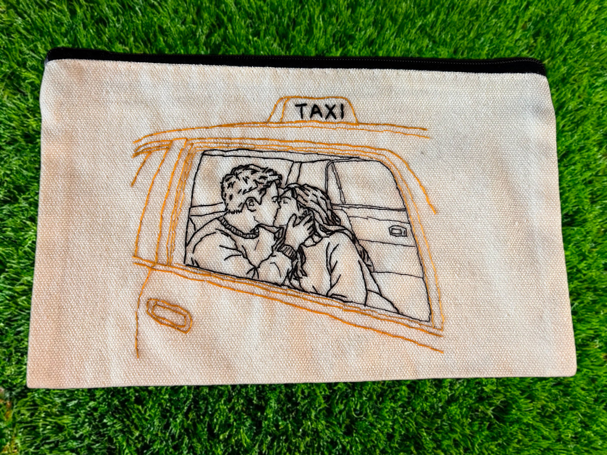Backseat Romance | Hand-Embroidered Zipper Pouch