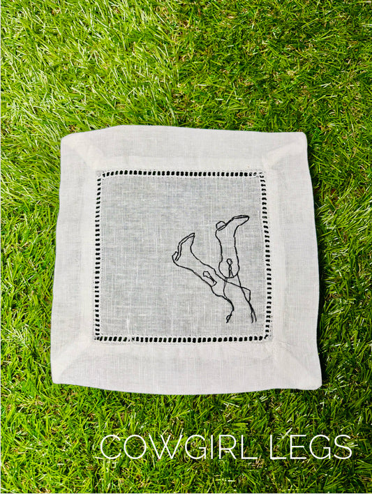 Cowboy/Western Inspired Hand Embroidered Cocktail Napkins