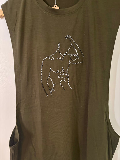 “Marcelo” Nude Male Hand-Embroidered  Men's Muscle Tank