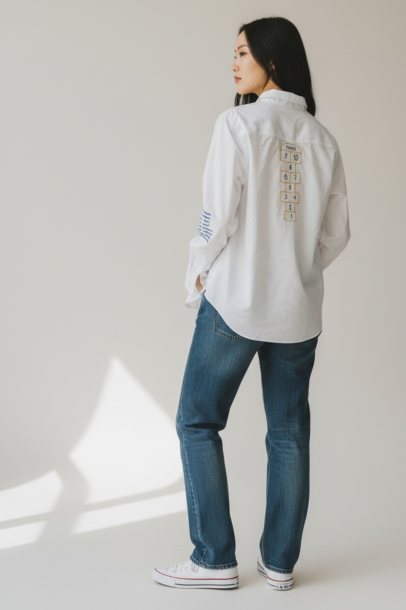 Playground Fun Hand Embroidered Women's Button Down