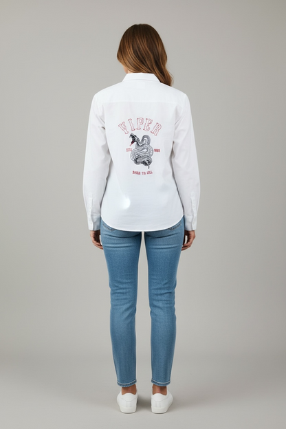 Viper Tattoo Inspired Hand Emproidered Long Sleeve Buttondown