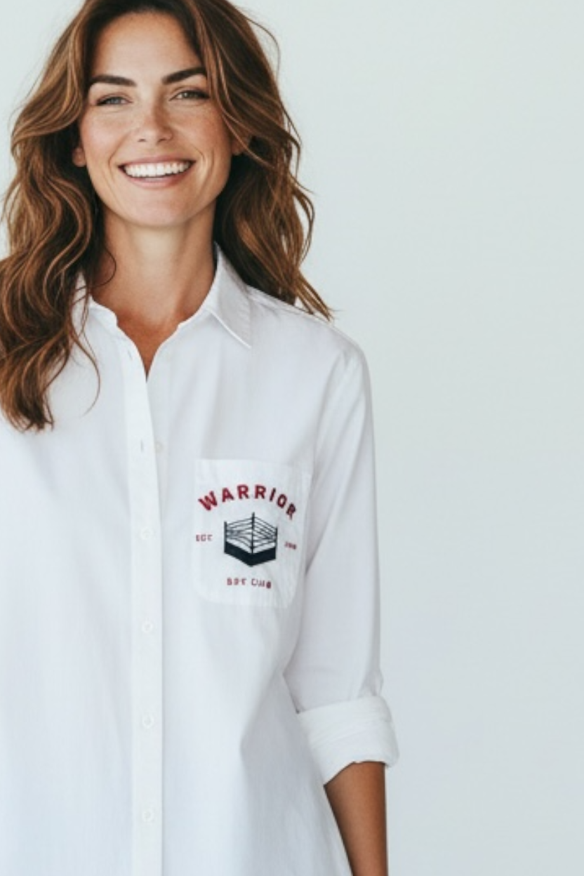 Fight Like a Girl Hand Embroidered Buttondown