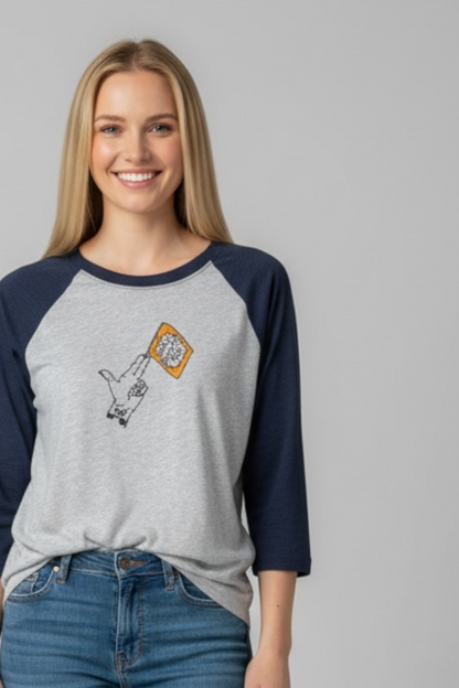"Fuck What They Think" Hand Embroidered Raglan Baseball Tee