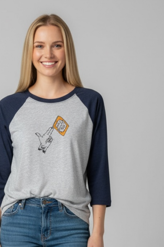 "Fuck What They Think" Hand Embroidered Raglan Baseball Tee