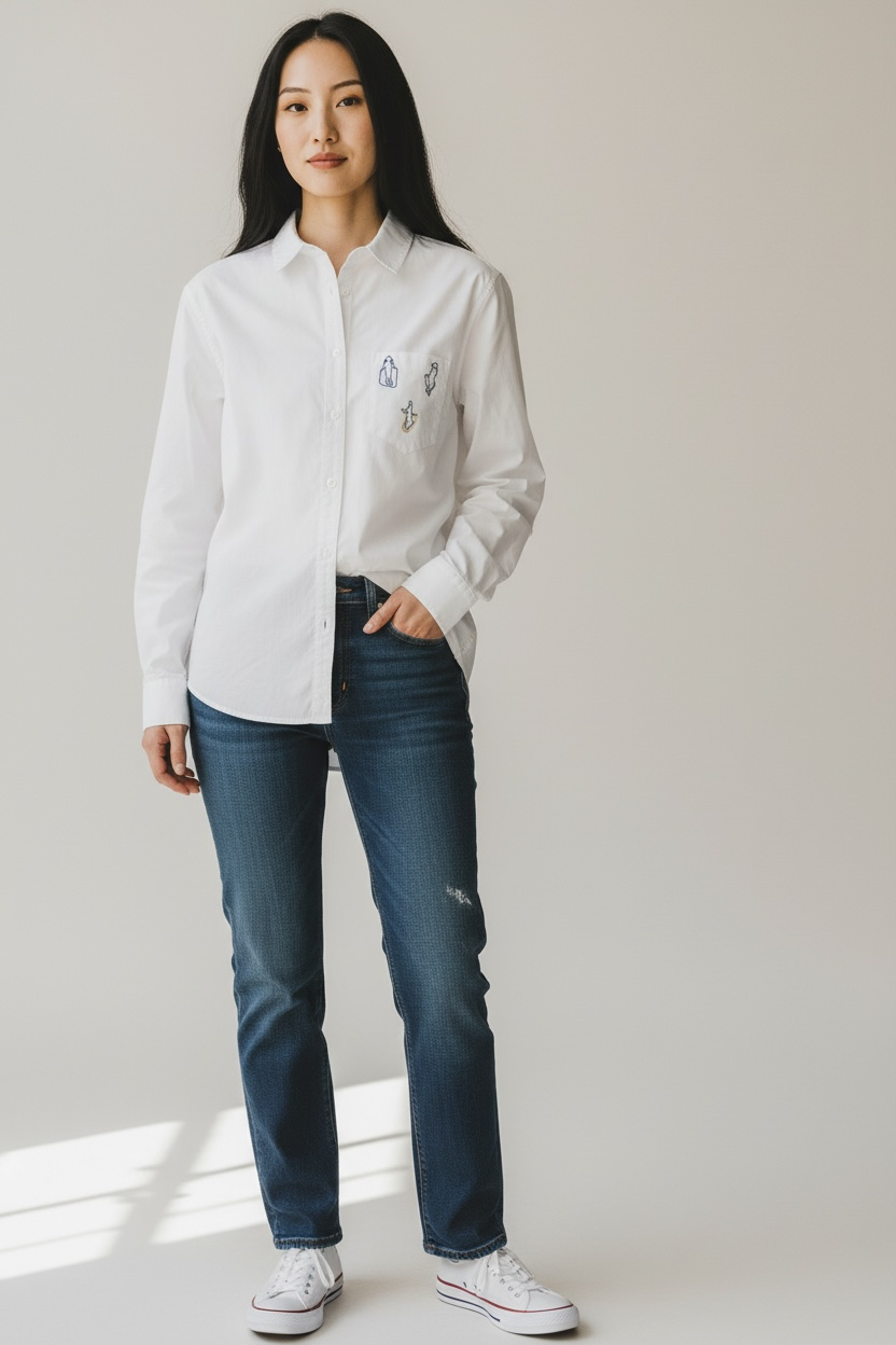 Playground Fun Hand Embroidered Women's Button Down