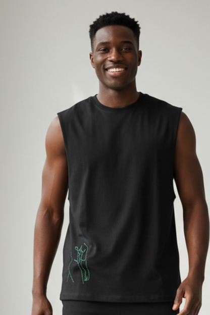 “Dominic” Nude Male Hand-Embroidered  Men's Muscle Tank