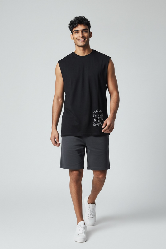 “Mateo” Nude Male Hand-Embroidered  Men's Muscle Tank