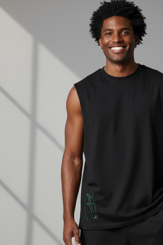 “Dominic” Nude Male Hand-Embroidered  Men's Muscle Tank