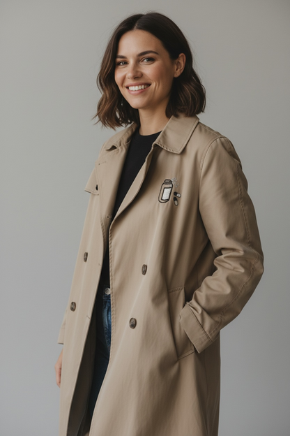 If You're Happy and You Know it Trench Coat - Hand Enbroidered and Painted Pills!!