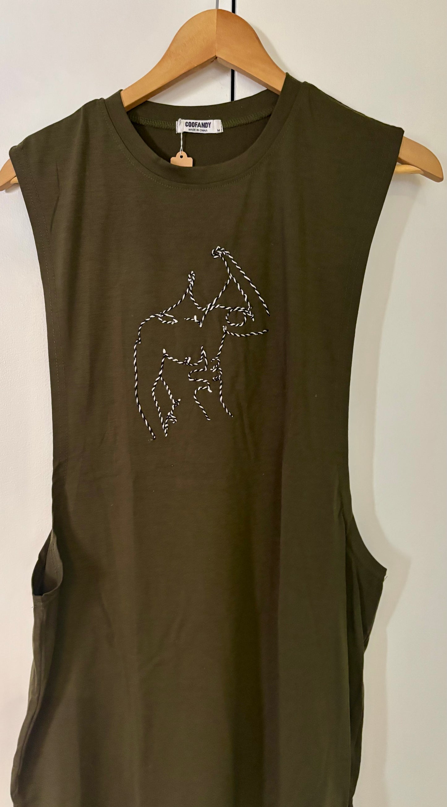 “Marcelo” Nude Male Hand-Embroidered  Men's Muscle Tank