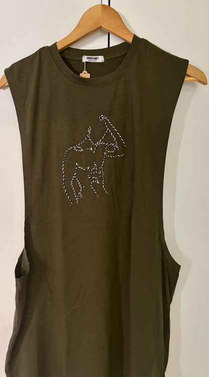 “Marcelo” Nude Male Hand-Embroidered  Men's Muscle Tank