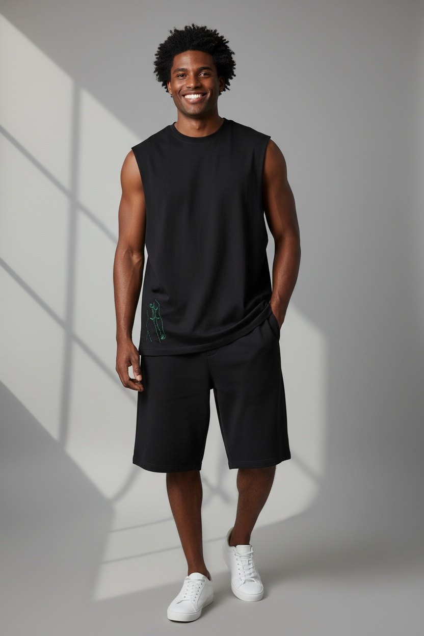 “Dominic” Nude Male Hand-Embroidered  Men's Muscle Tank