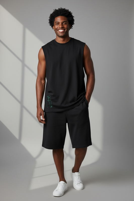 “Dominic” Nude Male Hand-Embroidered  Men's Muscle Tank