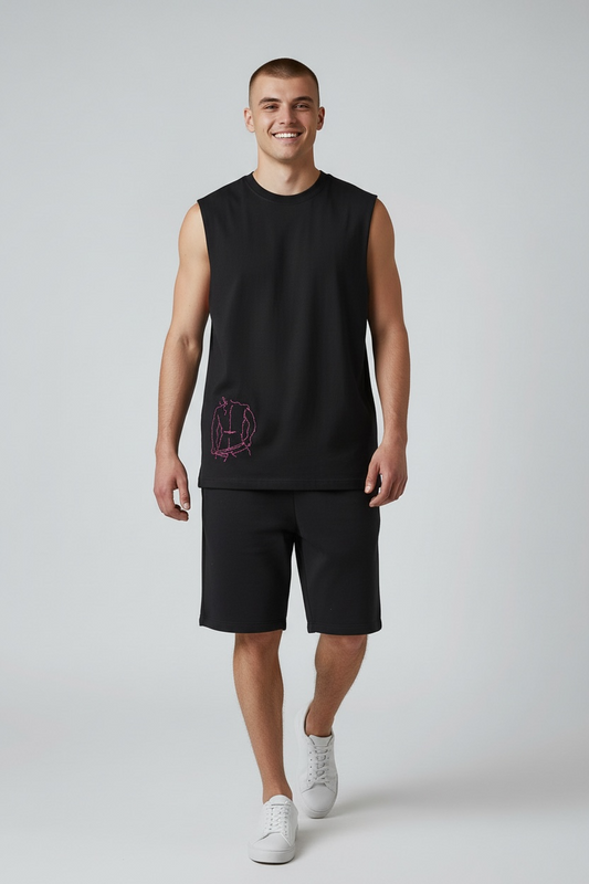 “Austin” Nude Male Hand-Embroidered  Men's Muscle Tank