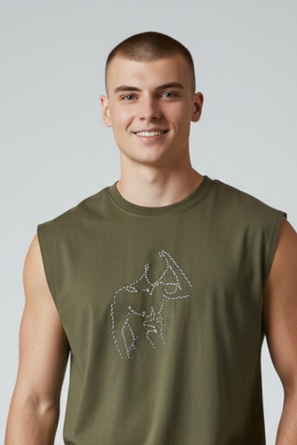 “Marcelo” Nude Male Hand-Embroidered  Men's Muscle Tank