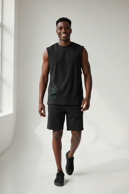 “Dominic” Nude Male Hand-Embroidered  Men's Muscle Tank