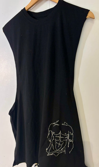 “Mateo” Nude Male Hand-Embroidered  Men's Muscle Tank