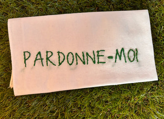 Pardonne-Moi – Hand-Embroidered Handkerchief