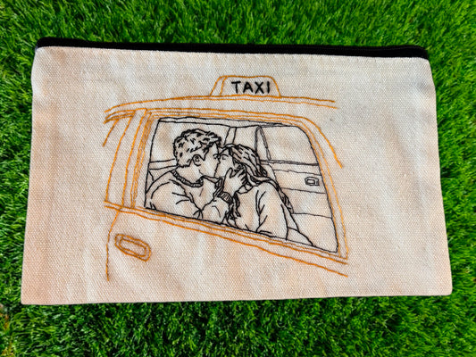 Backseat Romance | Hand-Embroidered Zipper Pouch