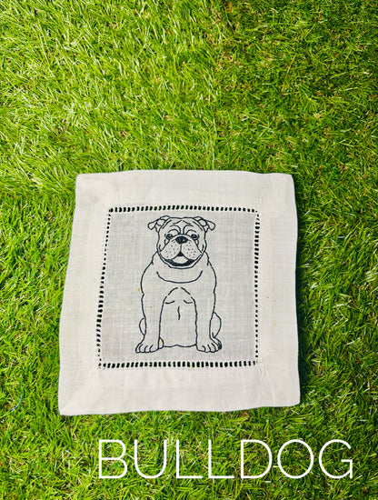 Dog Hand Embroidered Cocktail Napkins!