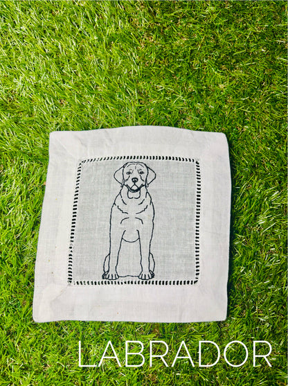 Dog Hand Embroidered Cocktail Napkins!