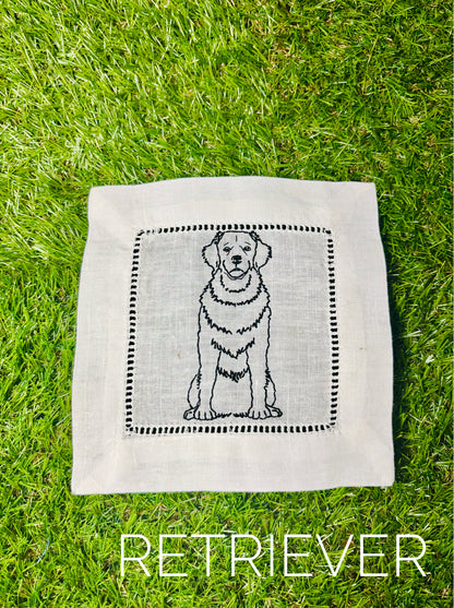 Dog Hand Embroidered Cocktail Napkins!