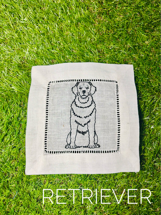 Dog Hand Embroidered Cocktail Napkins!