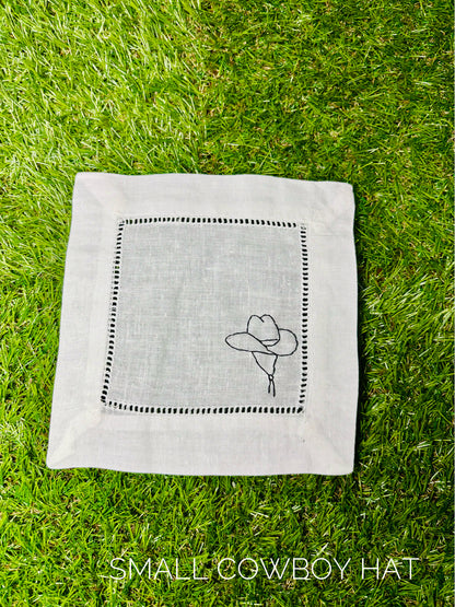 Cowboy/Western Inspired Hand Embroidered Cocktail Napkins