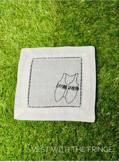 Cowboy/Western Inspired Hand Embroidered Cocktail Napkins