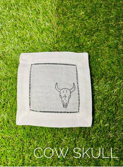 Cowboy/Western Inspired Hand Embroidered Cocktail Napkins