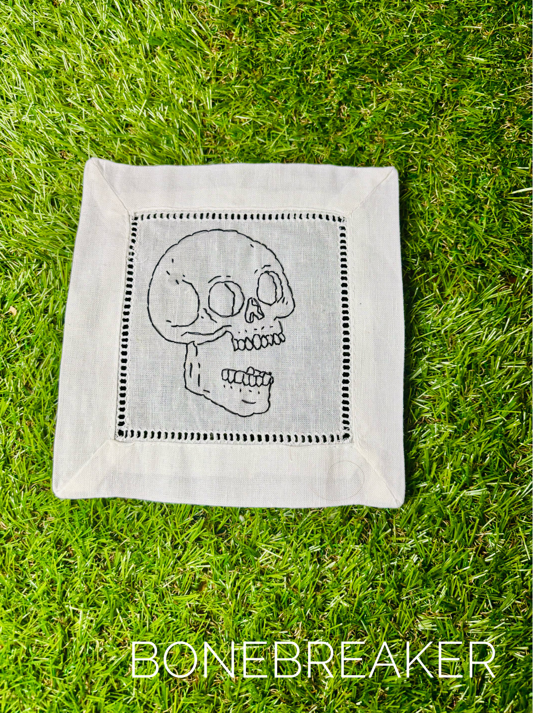 Skull Hand Embroidered Cocktail Napkins