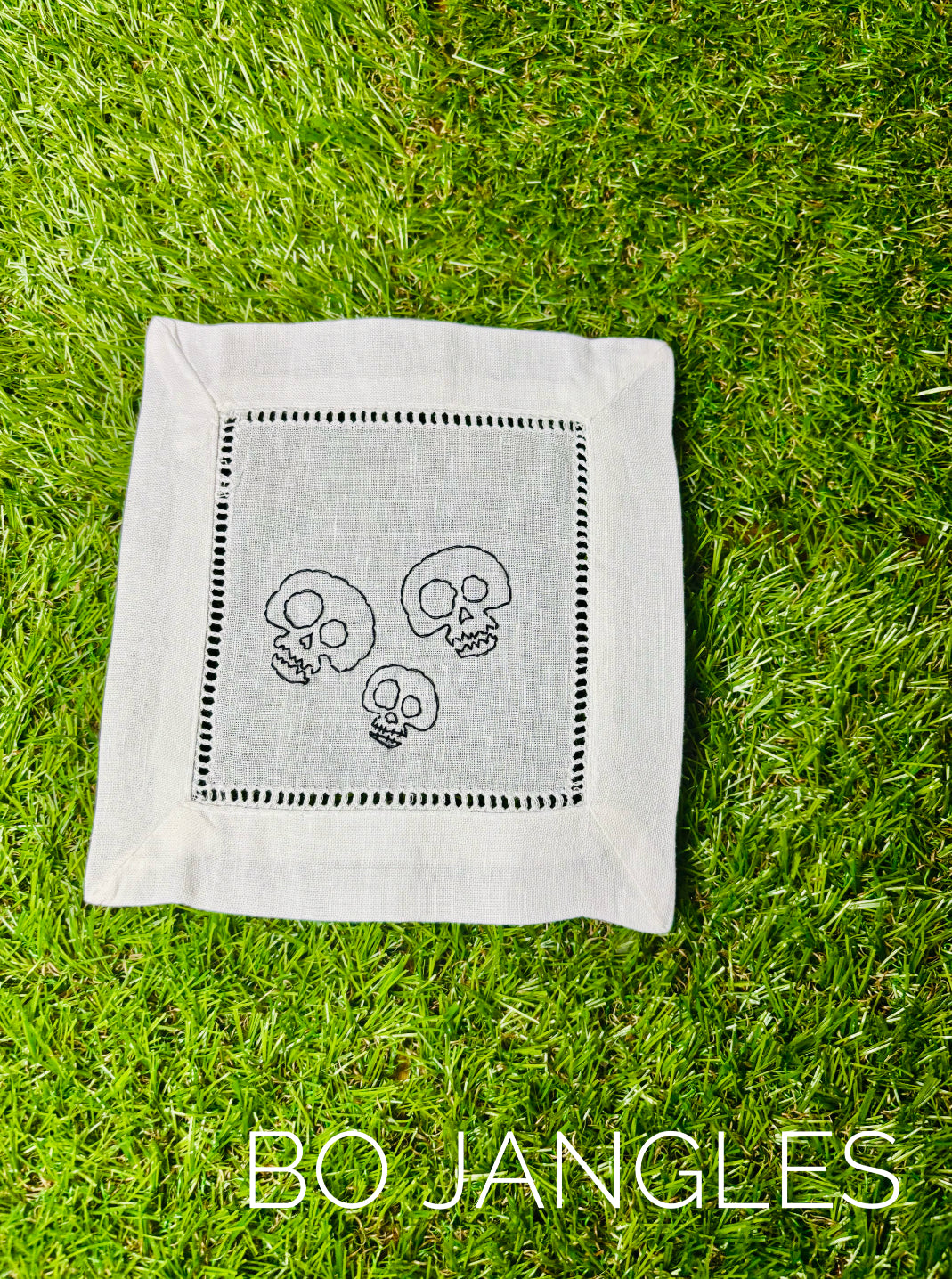 Skull Hand Embroidered Cocktail Napkins