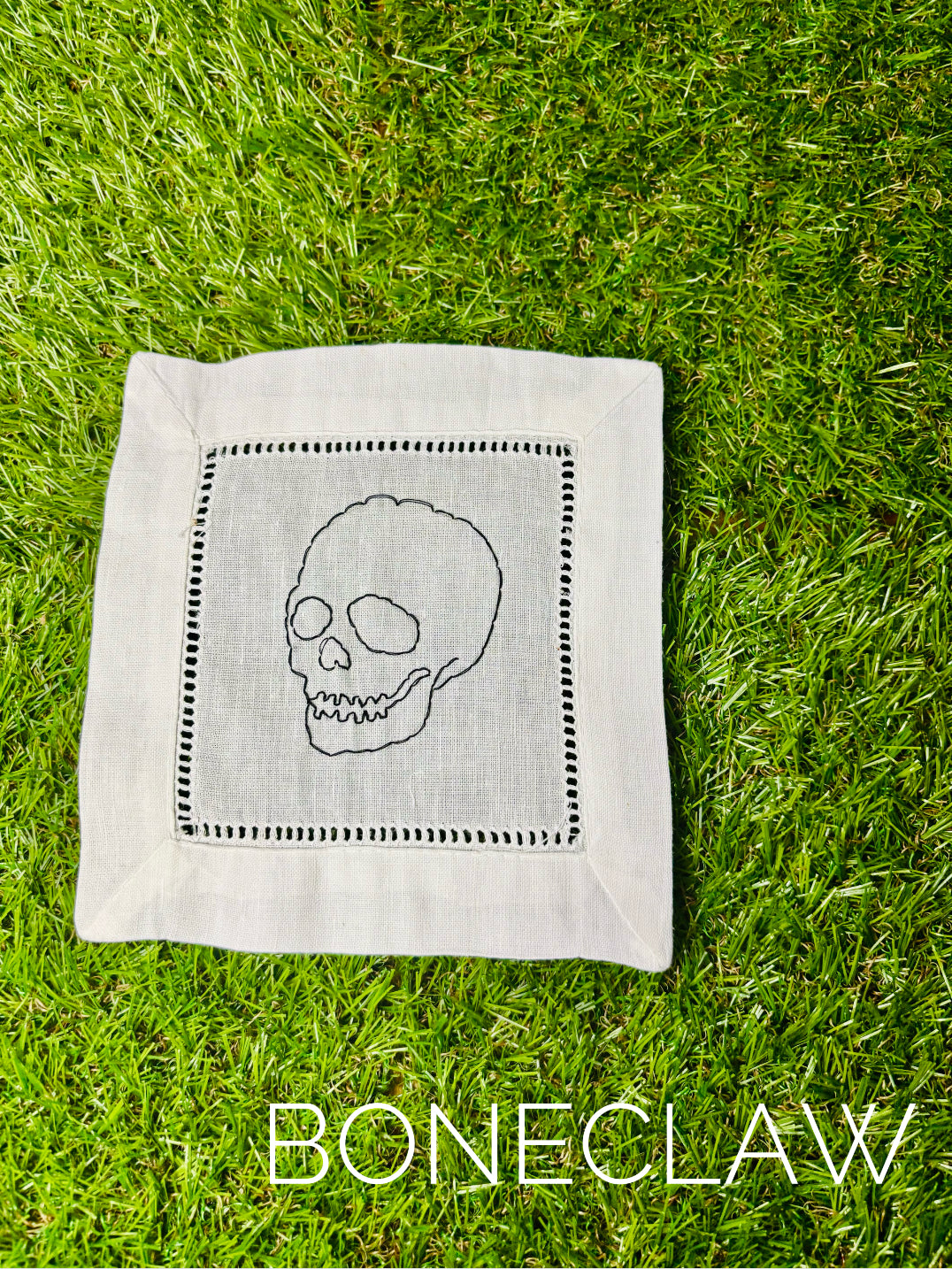 Skull Hand Embroidered Cocktail Napkins
