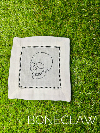 Skull Hand Embroidered Cocktail Napkins