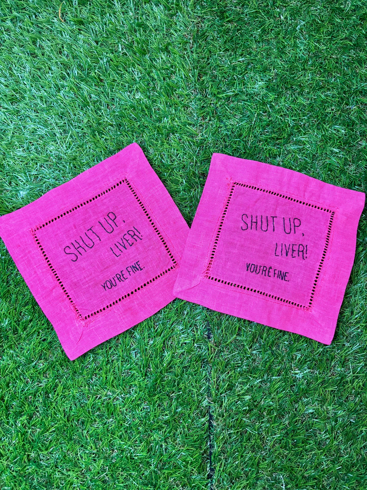 Shut Up Liver! Hand Embroidered Cocktail Napkins