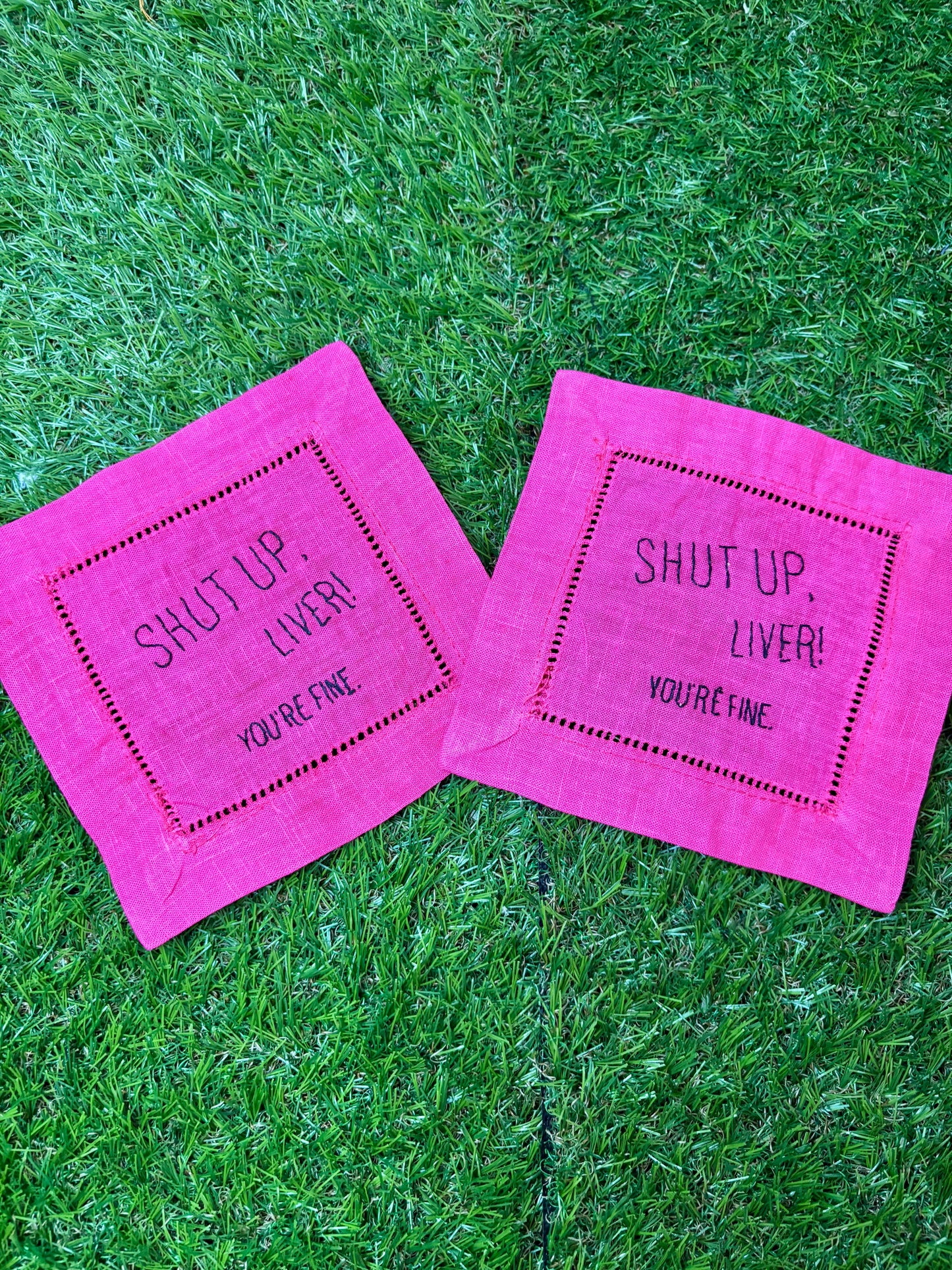 Shut Up Liver! Hand Embroidered Cocktail Napkins