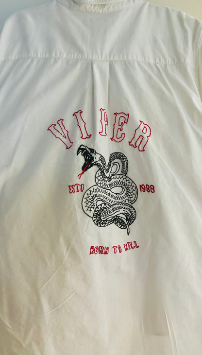 Viper Tattoo Inspired Hand Emproidered Long Sleeve Buttondown
