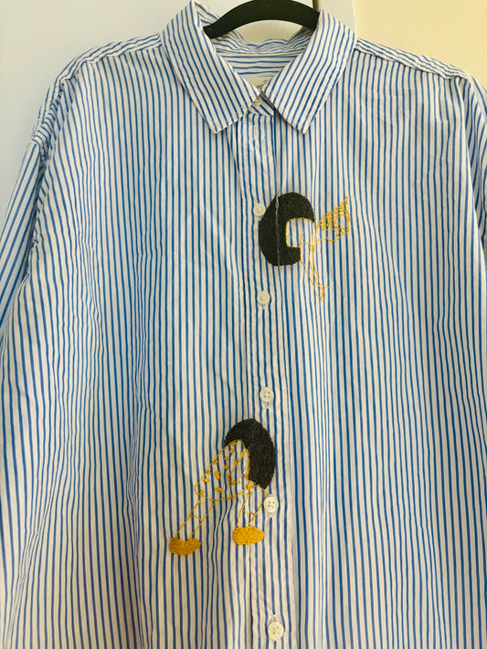 Peek-A-Boo Hand Embroidered Women's Button Down