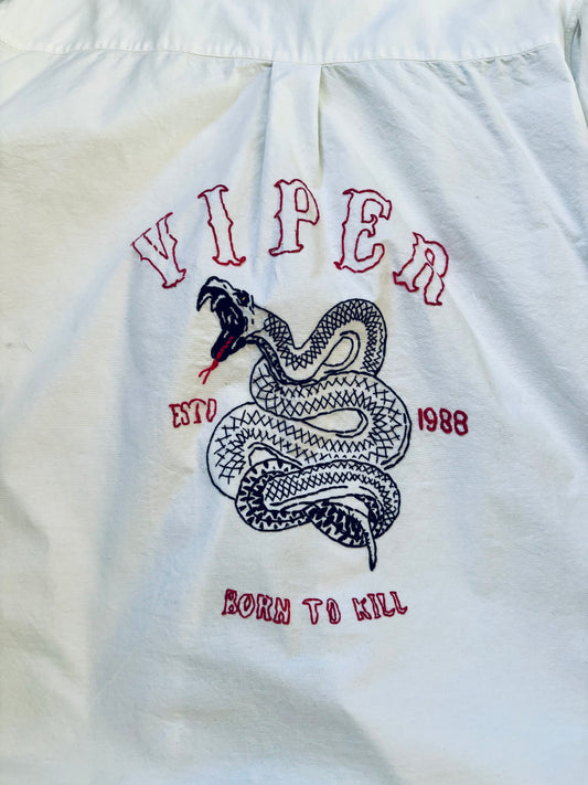Viper Tattoo Inspired Hand Emproidered Long Sleeve Buttondown
