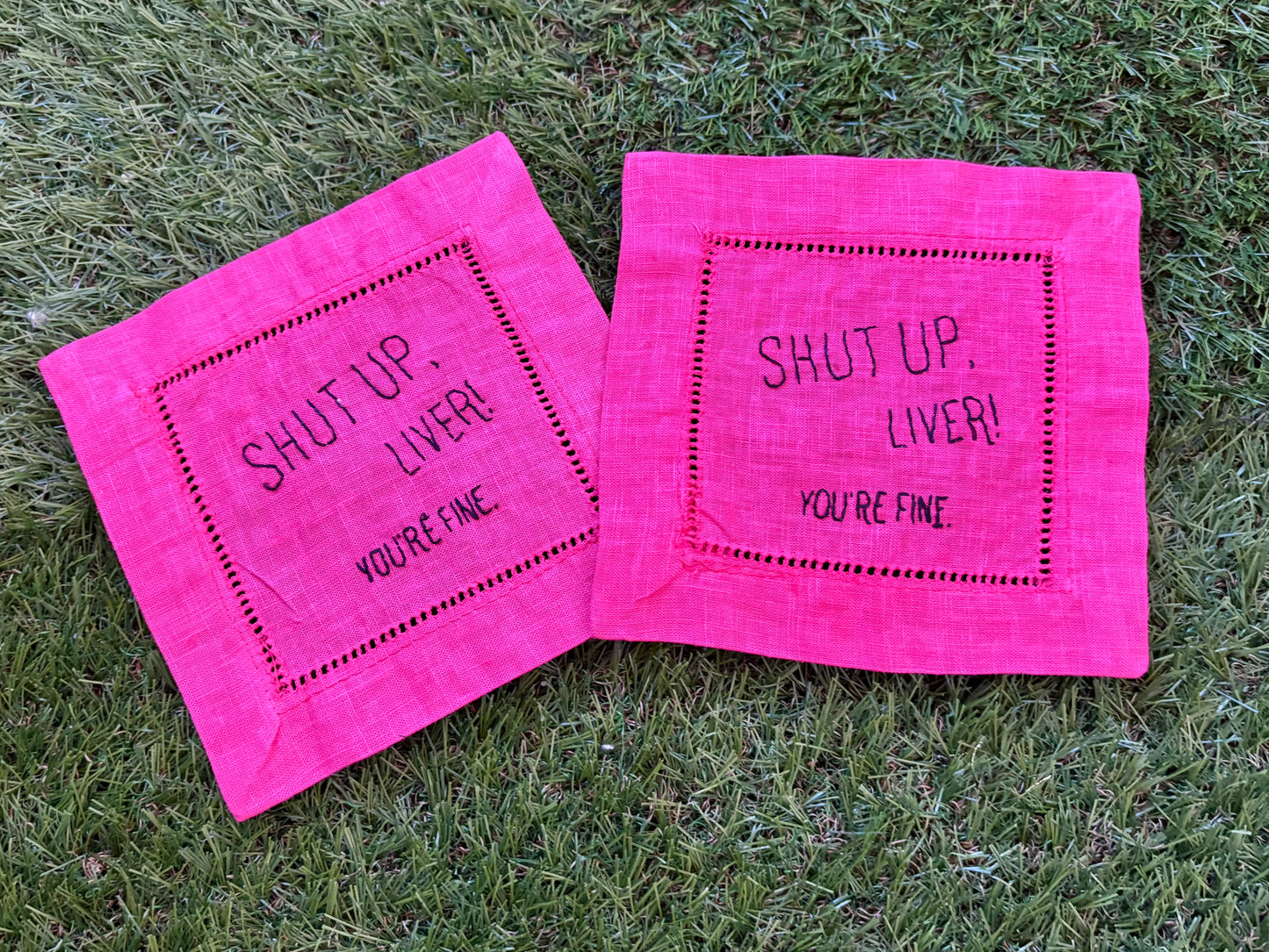 Shut Up Liver! Hand Embroidered Cocktail Napkins