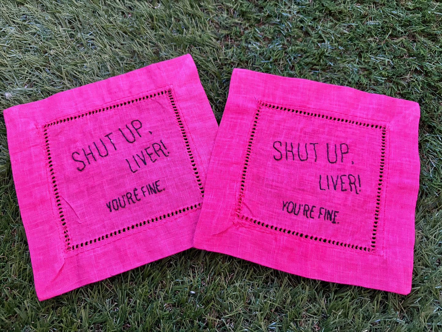 Shut Up Liver! Hand Embroidered Cocktail Napkins