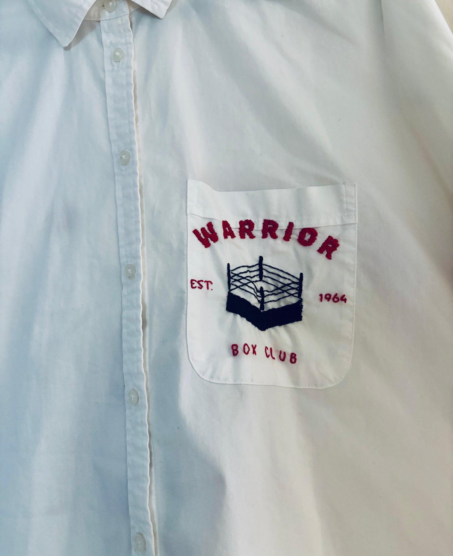 Fight Like a Girl Hand Embroidered Buttondown