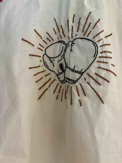 Fight Like a Girl Hand Embroidered Buttondown