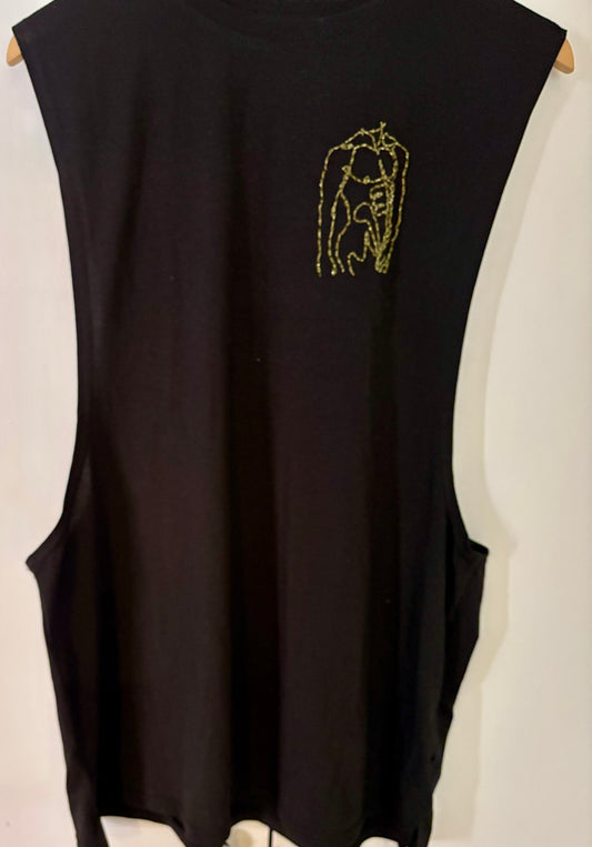 Barely There: Hand-Embroidered Men's Muscle Tank