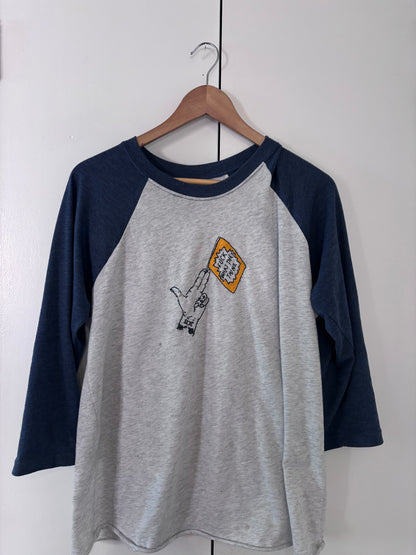 "Fuck What They Think" Hand Embroidered Raglan Baseball Tee