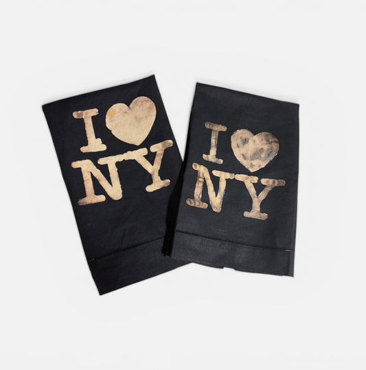 I Love NY Bleach Painted Bar Towels