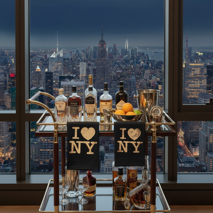 I Love NY Bleach Painted Bar Towels
