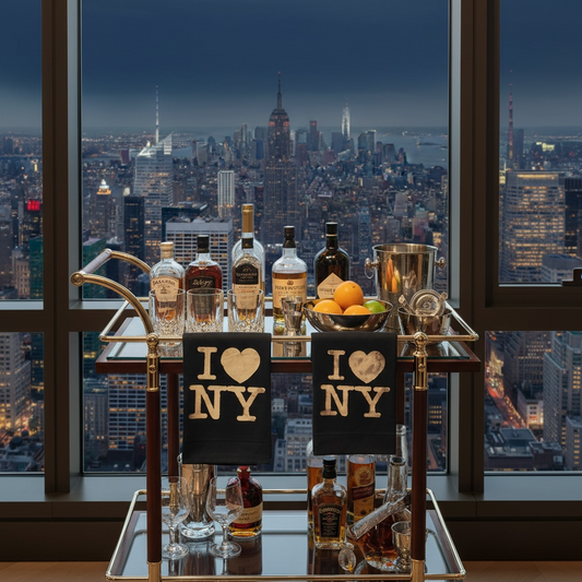 I Love NY Bleach Painted Bar Towels